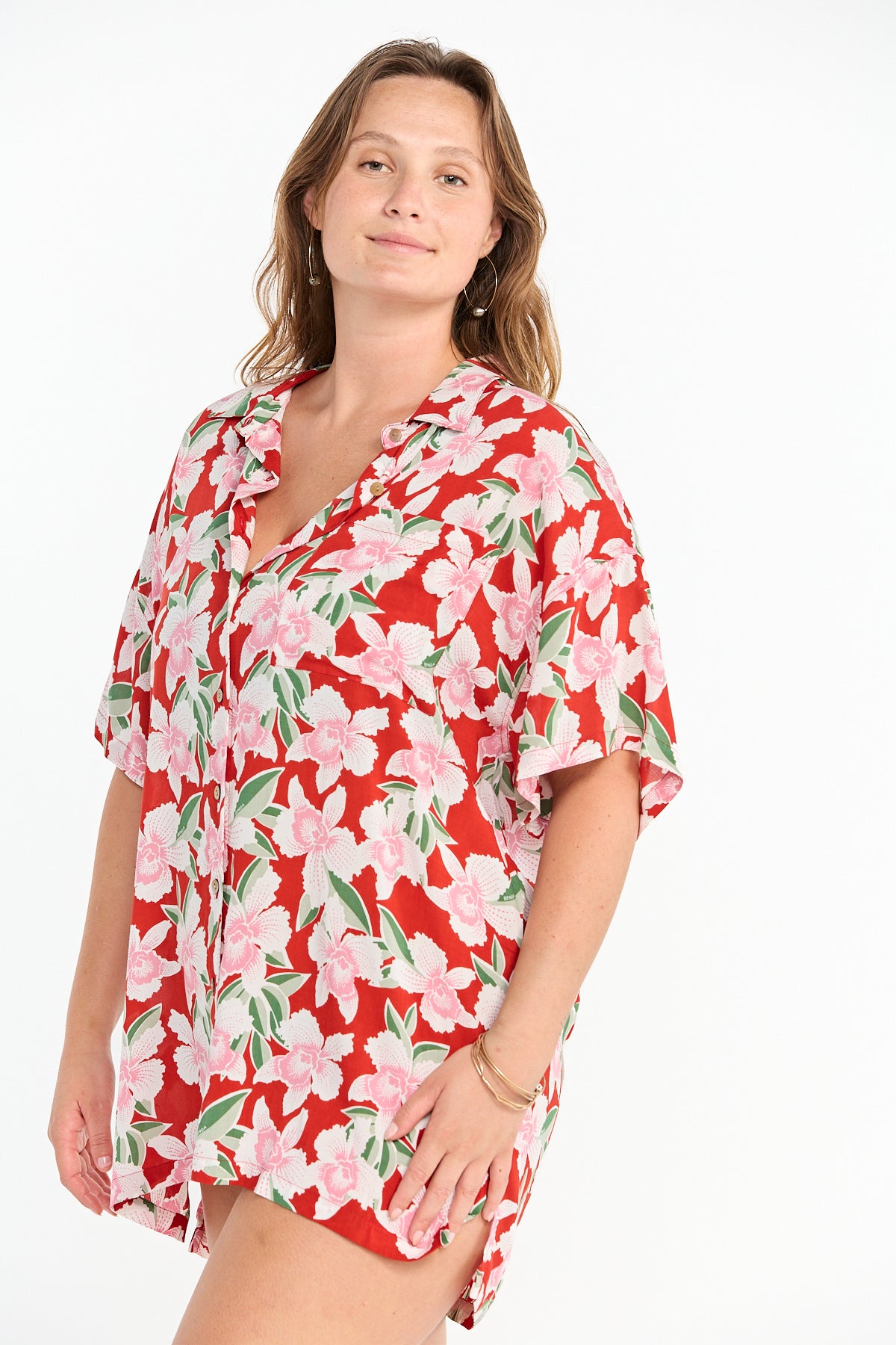 Aloha Shirt Dress - Vintage Orchid