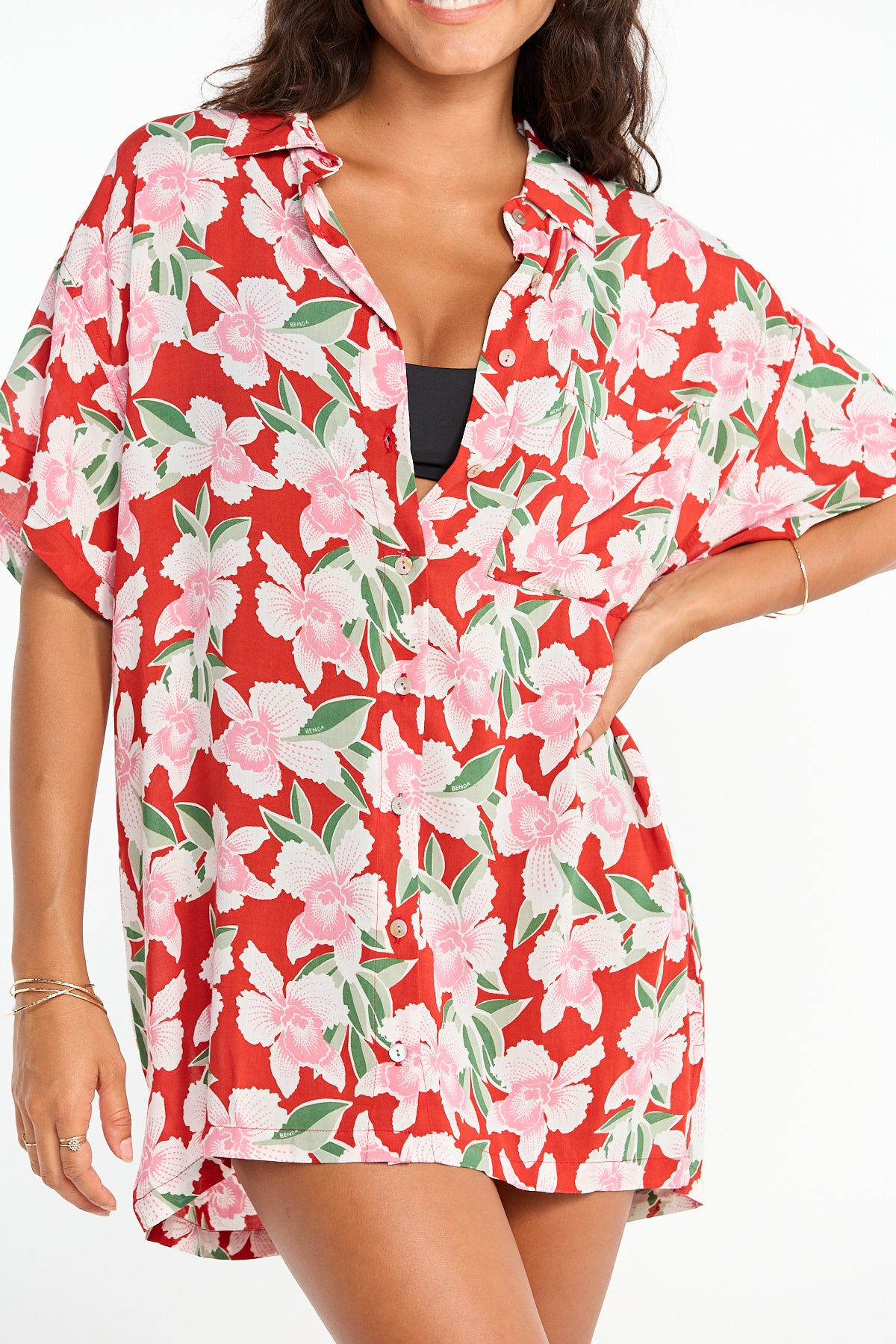 Aloha Shirt Dress - Vintage Orchid