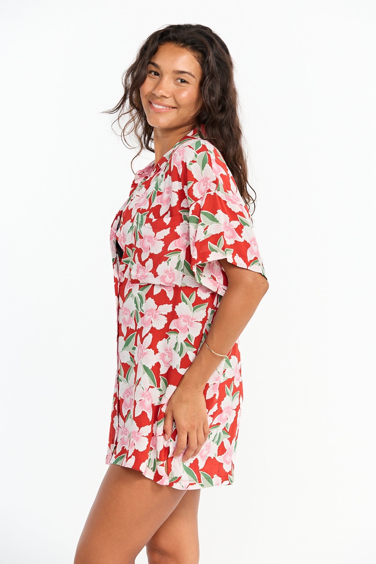 Aloha Shirt Dress - Vintage Orchid