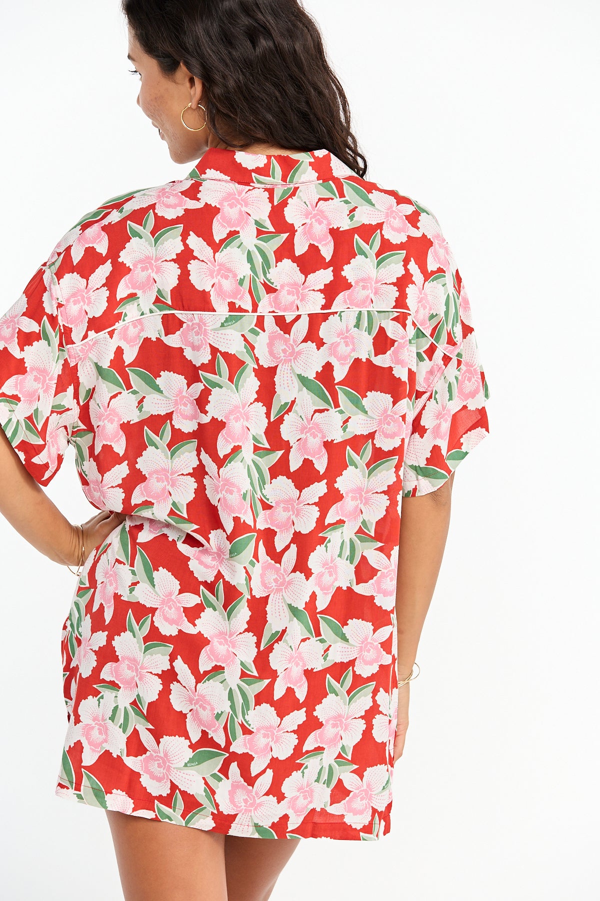 Aloha Shirt Dress - Vintage Orchid