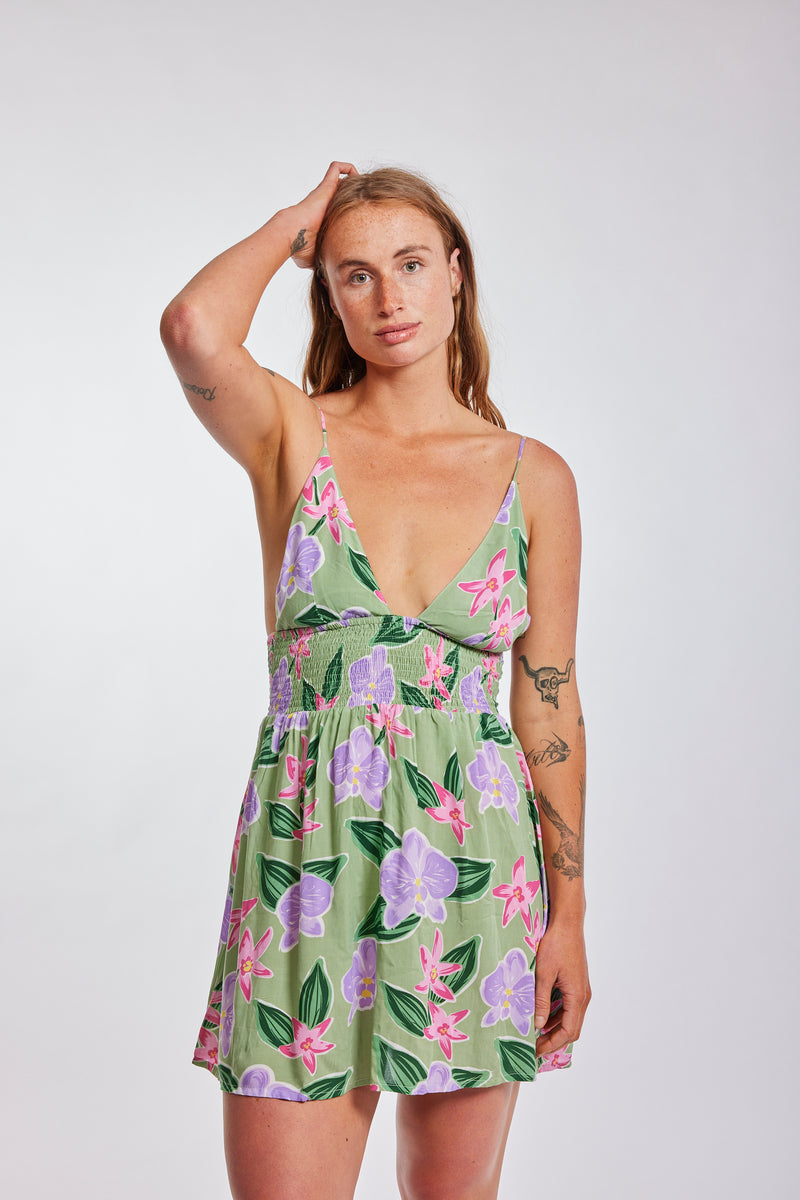 BENOA Aloha Shirt Dress- Garden Isle Small