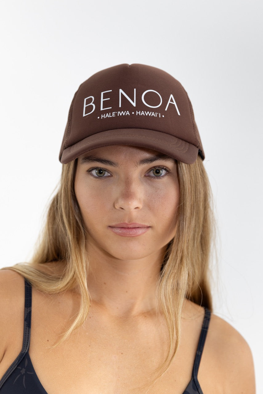 Printed Trucker Hat - Brown w/ white