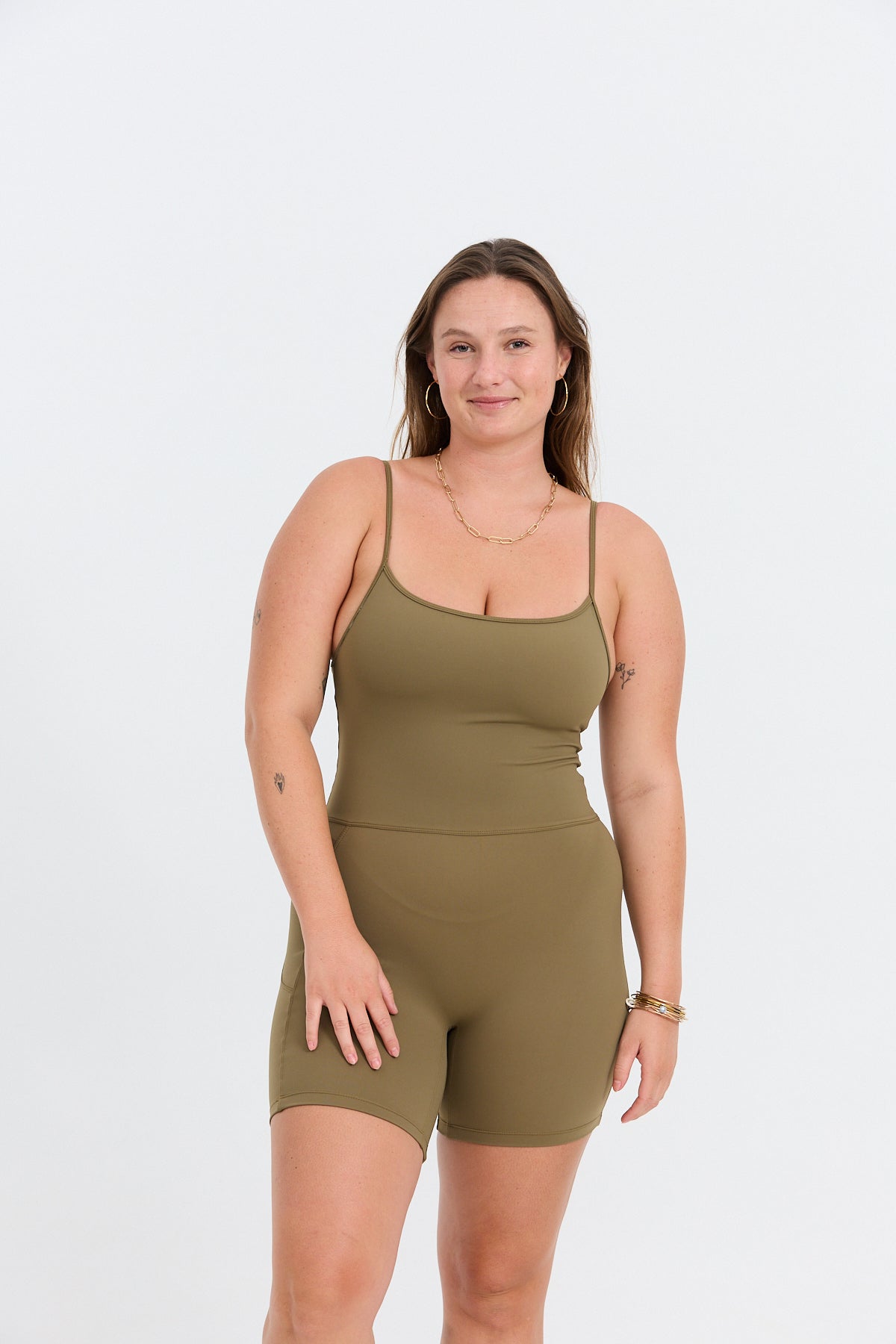 5" Active Romper - Khaki