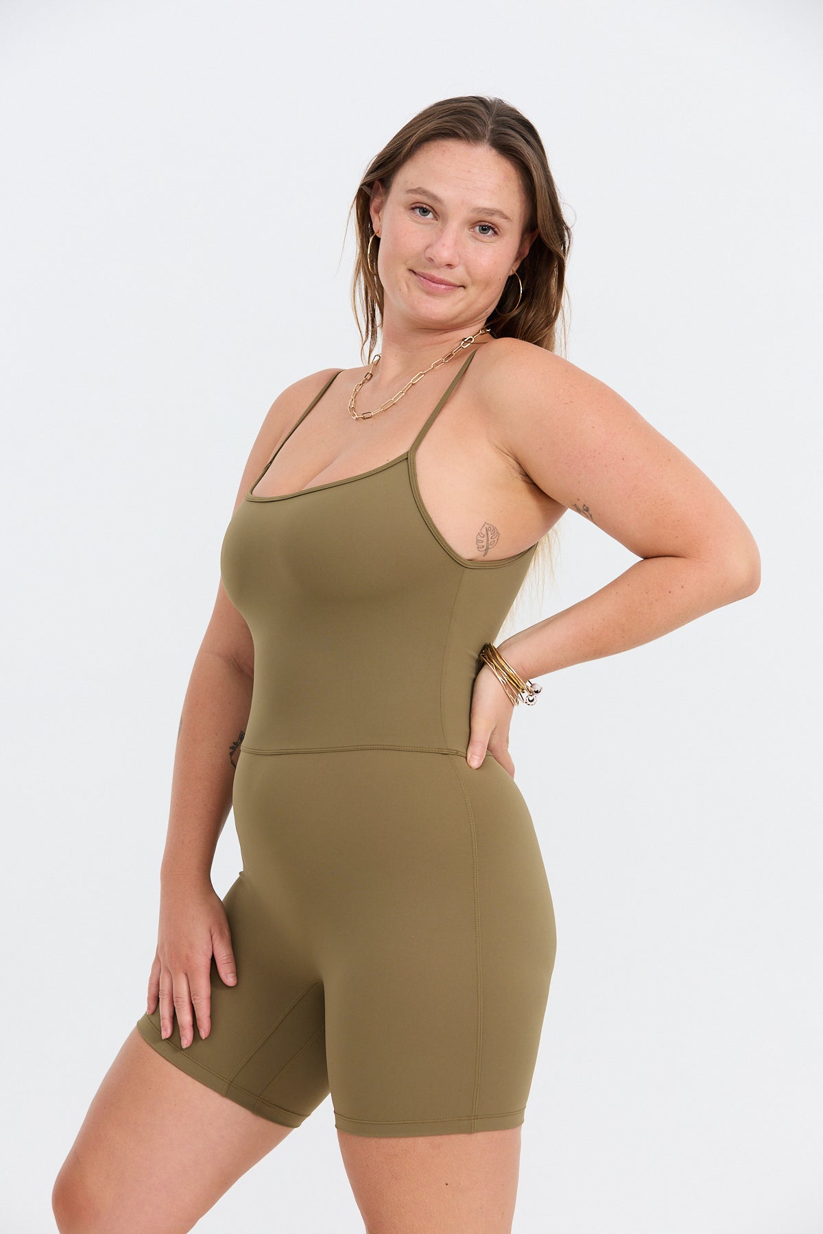 5" Active Romper - Khaki