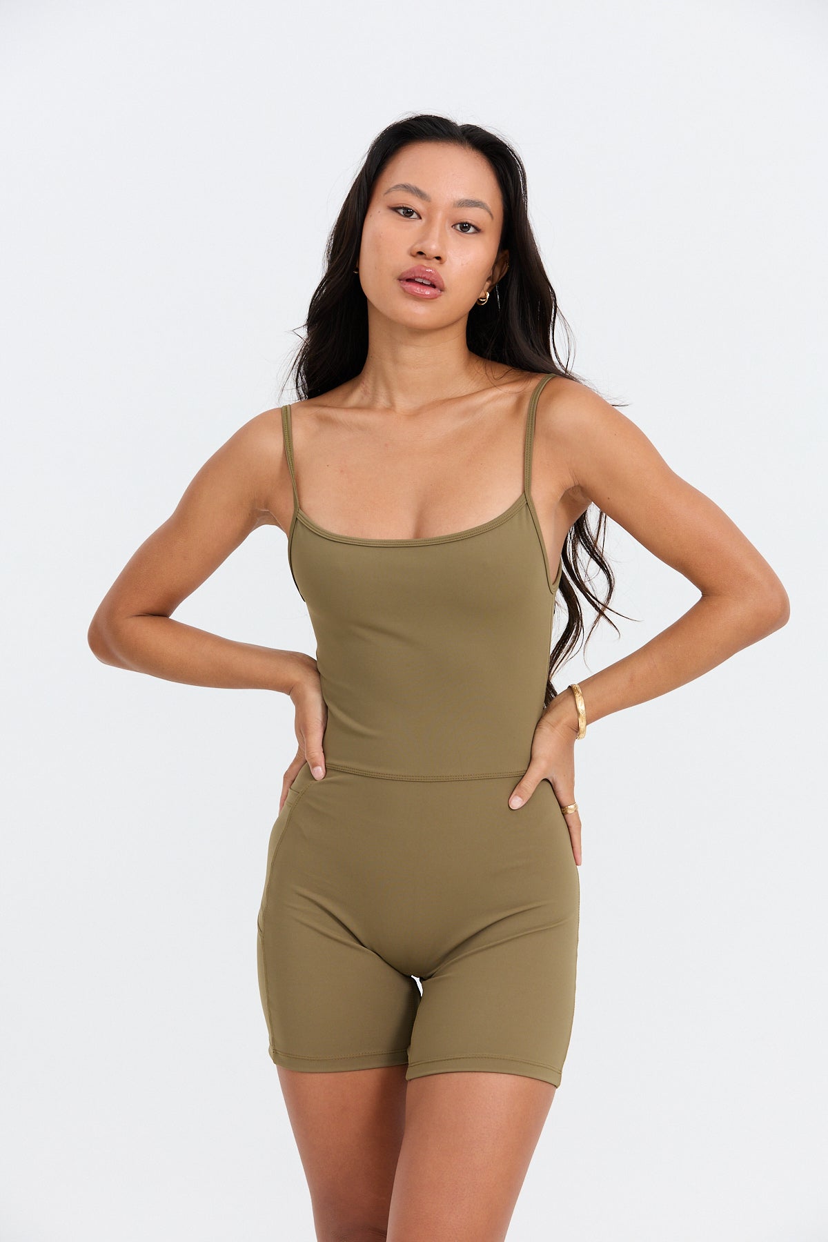 5" Active Romper - Khaki