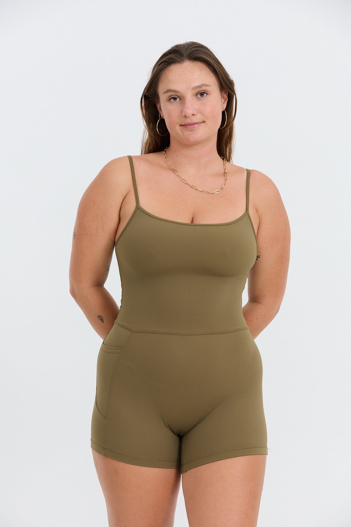 3" Active Romper - Khaki