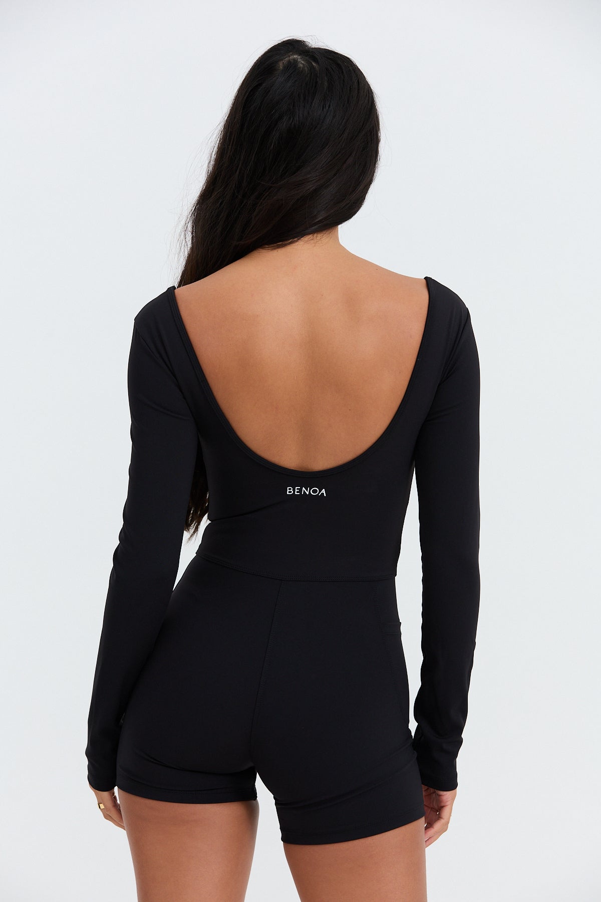 Long Sleeve Active Romper - Black