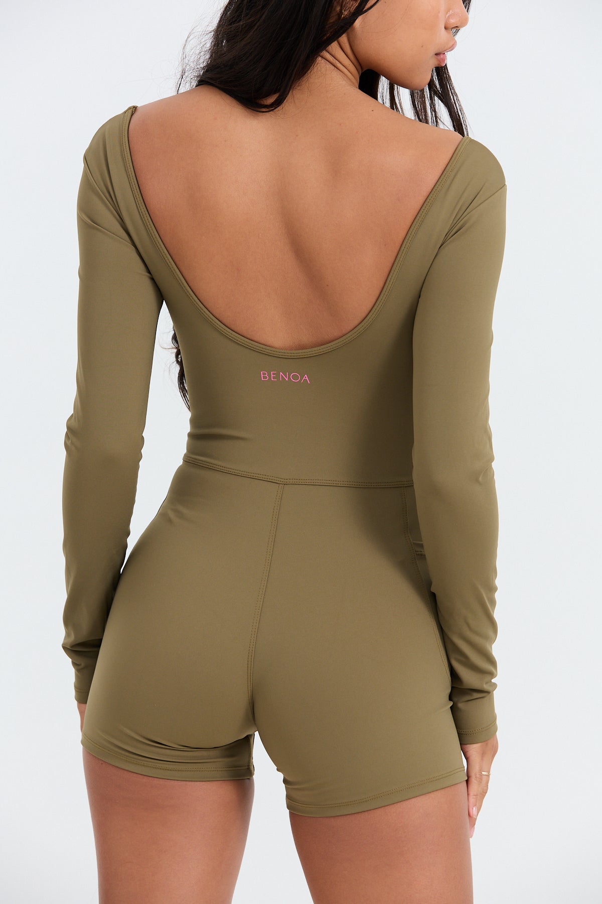 Long Sleeve Active Romper - Khaki