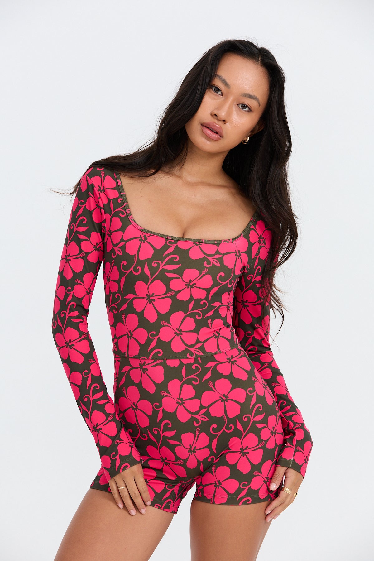 Long Sleeve Active Romper - Pupukea Pink