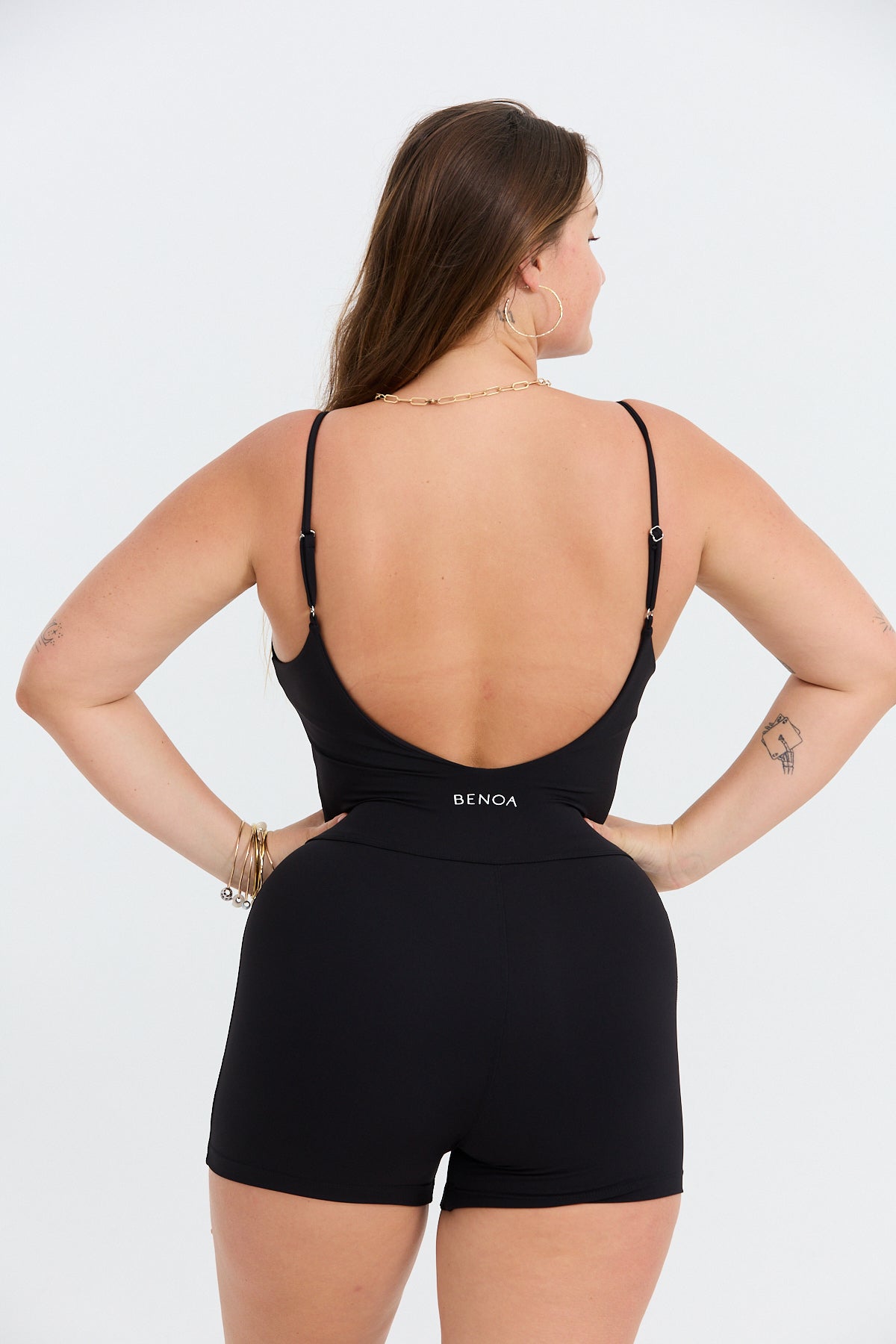 V-Neck Active Romper - Black