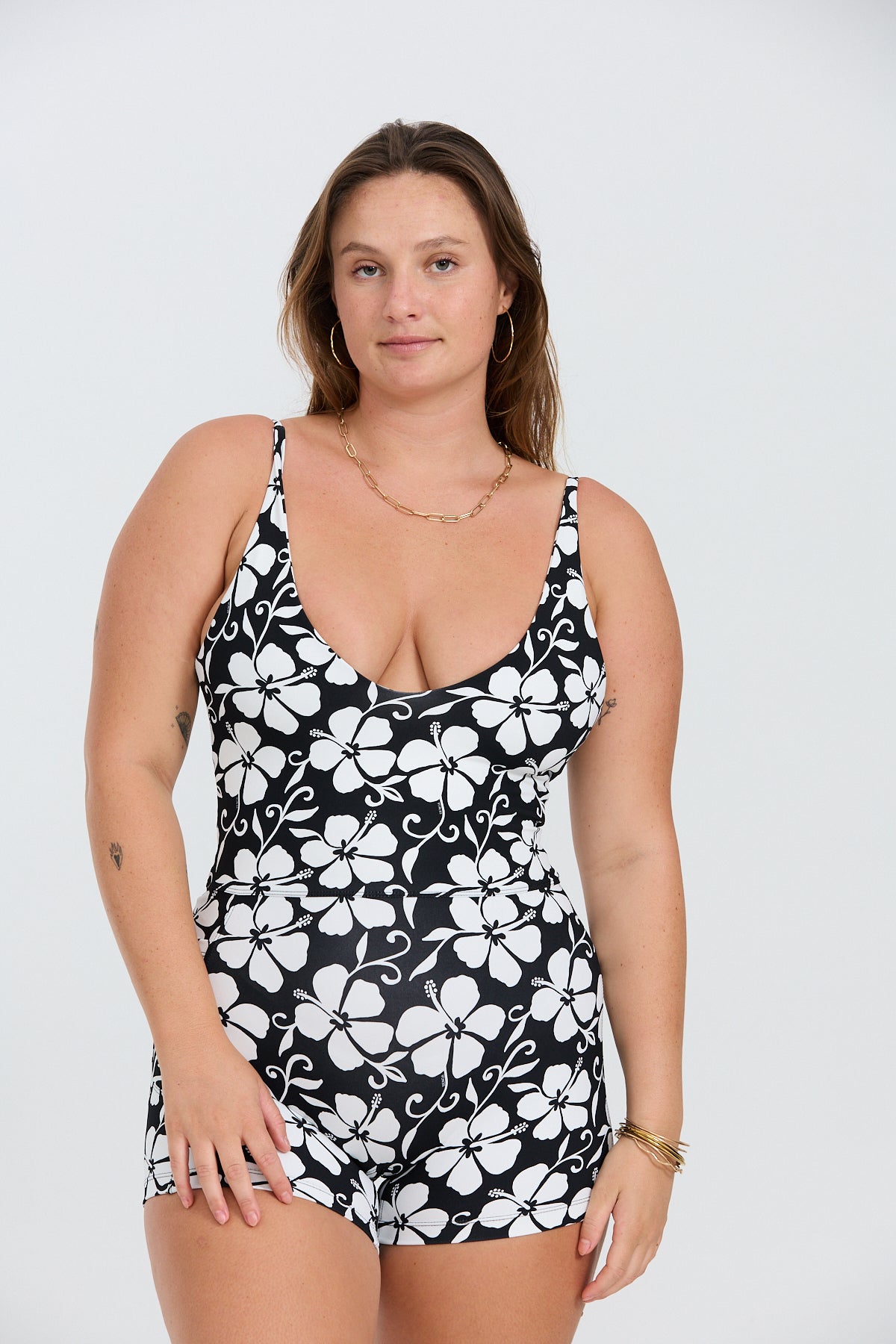 V-Neck Active Romper - Pupukea Black