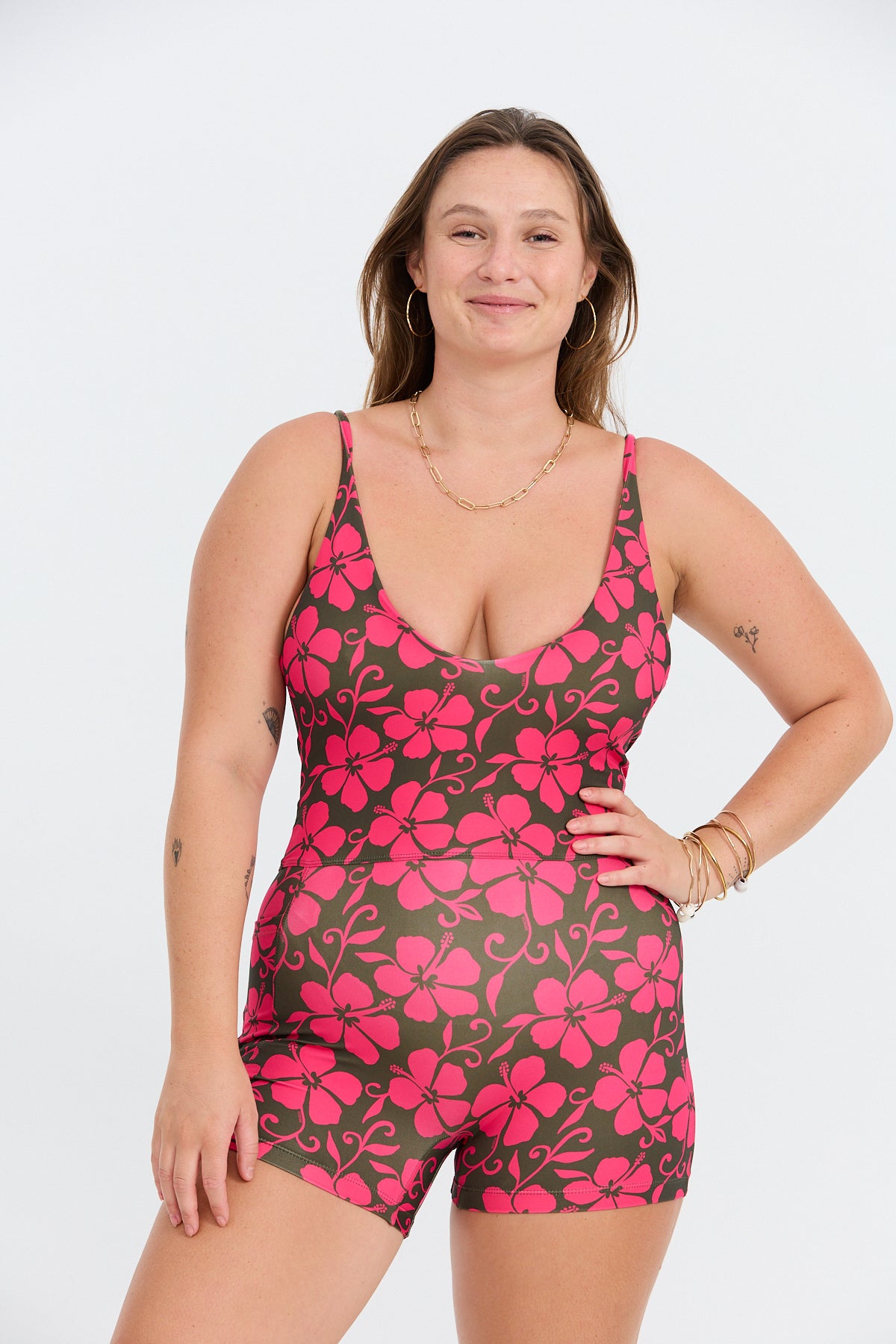 V-Neck Active Romper - Pupukea Pink