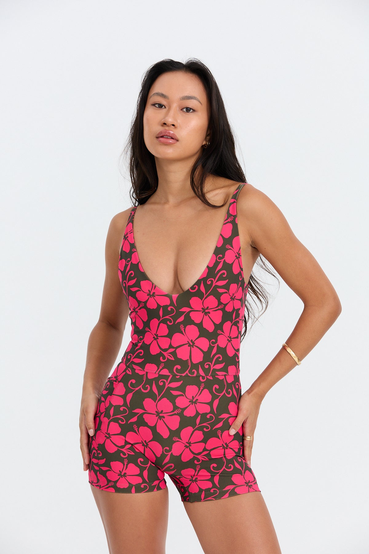 V-Neck Active Romper - Pupukea Pink