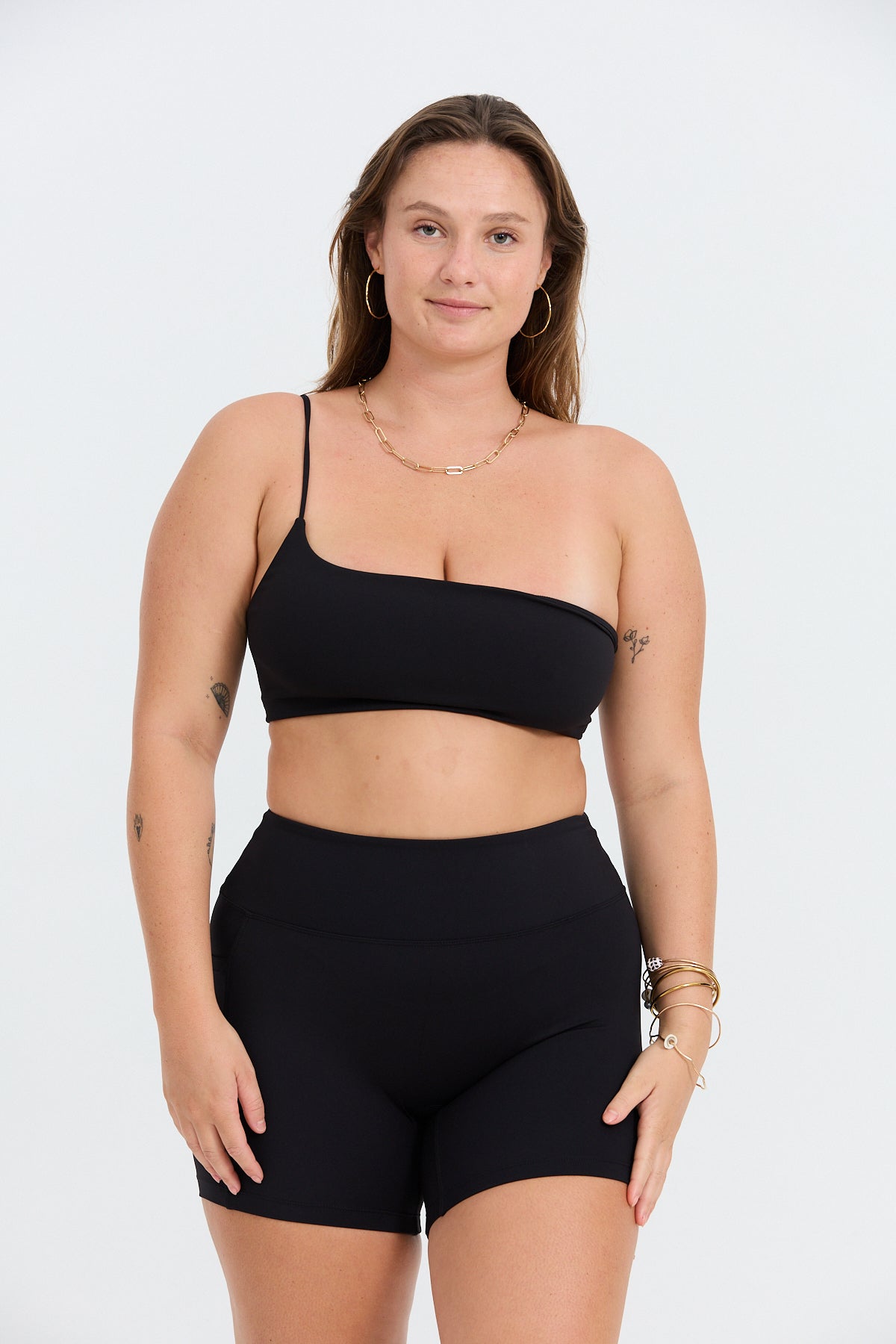 One Shoulder Sports Bra - Black