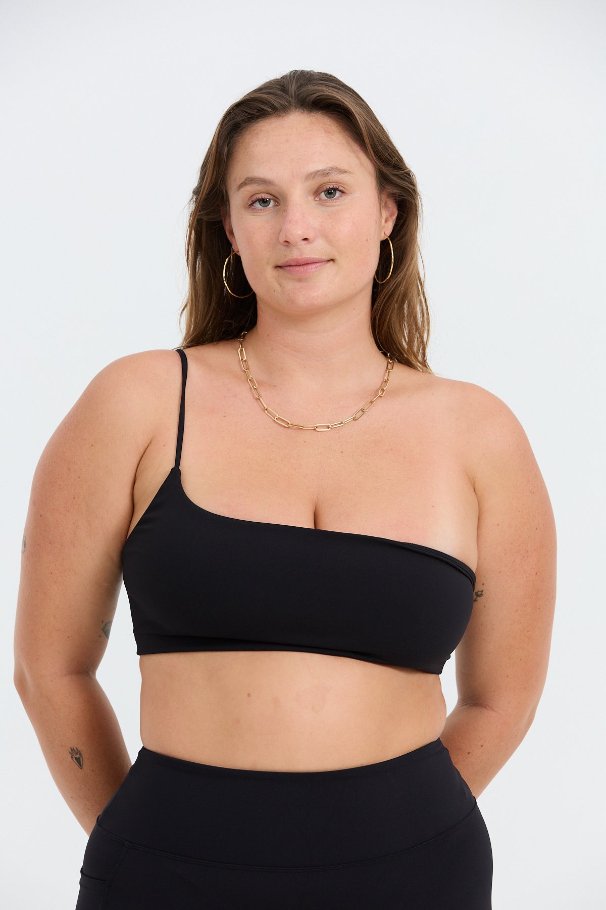 One Shoulder Sports Bra - Black