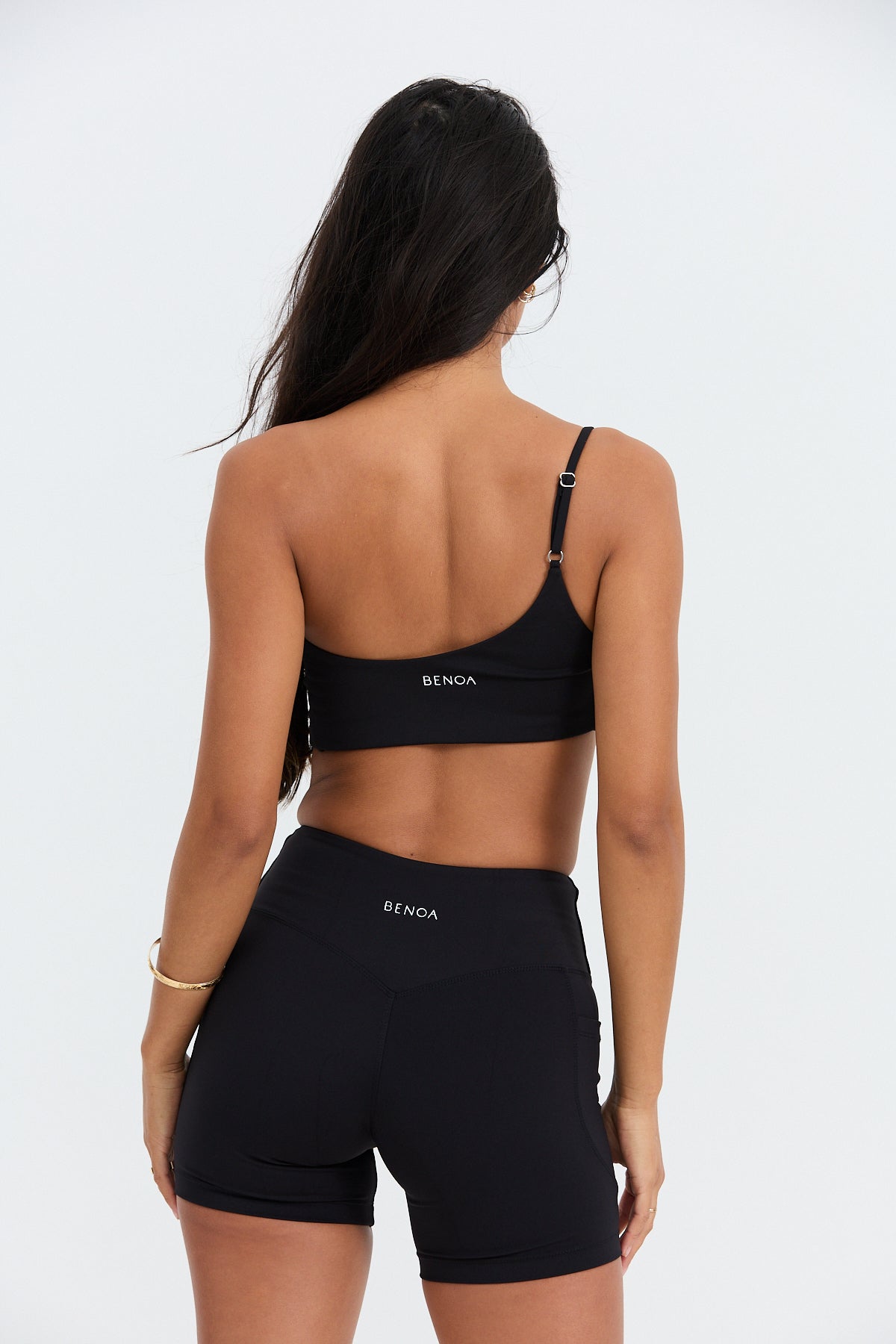 One Shoulder Sports Bra - Black