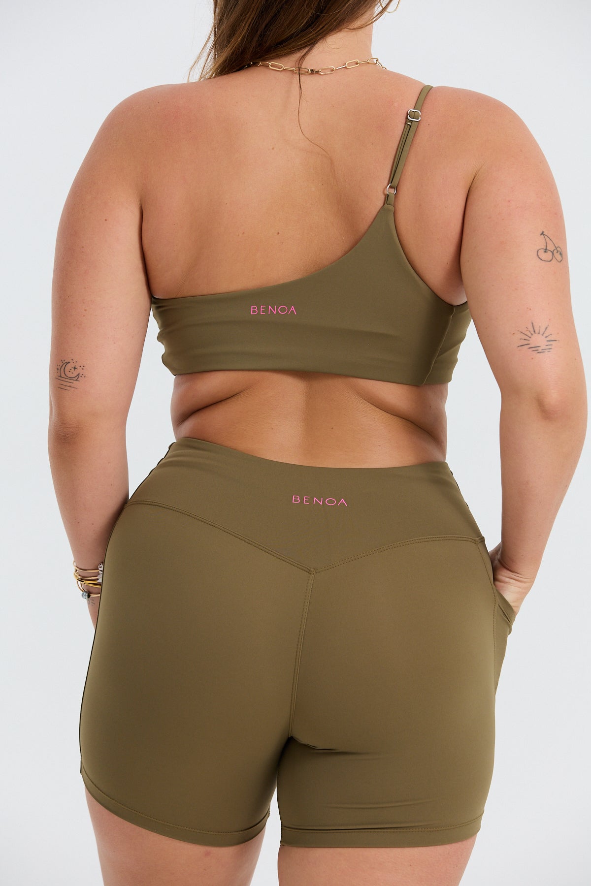 One Shoulder Sports Bra - Khaki