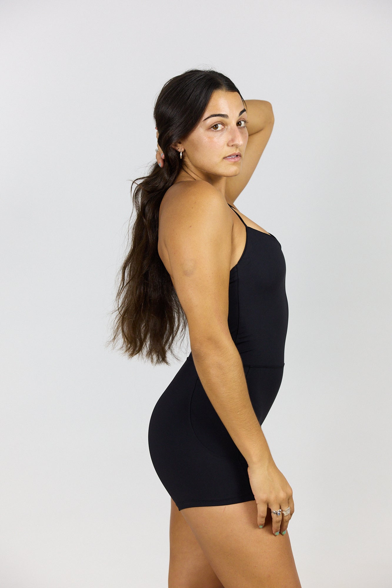 Cross-Back Active Romper - Black